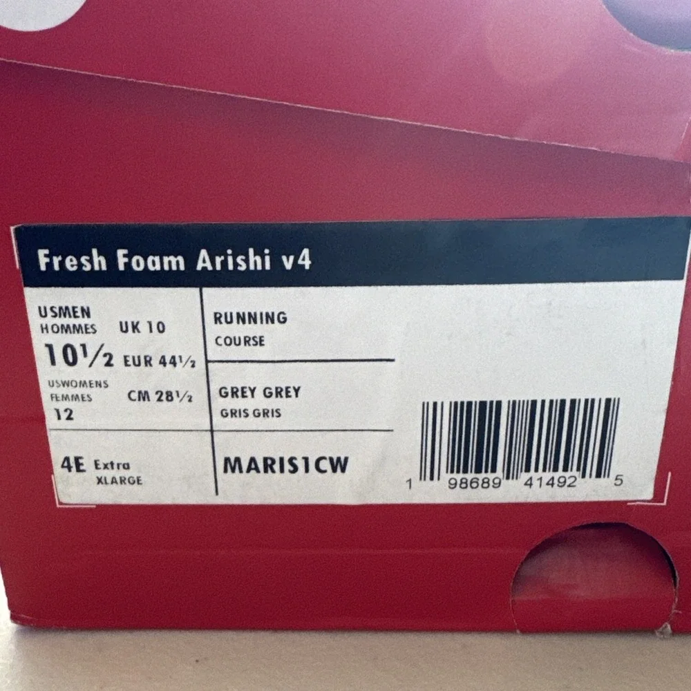 New Balance Fresh Foam Arishi v4 Running Shoes Mens 10.5 4E Wide Grey MARIS1CW